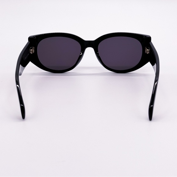 NEW ALEXANDER MCQUEEN AM0330S 002 WOMEN BLACK OVAL SUNGLASSES - Picture 8 of 12
